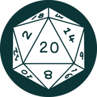 icon of natural 20 D20 dice roll png