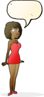 cartoon surprised woman in short dress with speech bubble png