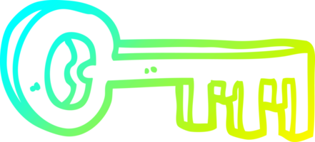 cold gradient line drawing of a cartoon gold key png
