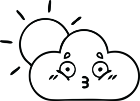 line drawing cartoon of a sunshine and cloud png