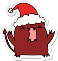 hand drawn christmas sticker cartoon of kawaii devil png