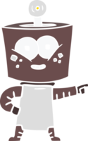 happy flat color style cartoon robot pointing png