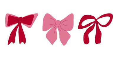 Collection of hand drawn ribbon bows isolated. vector
