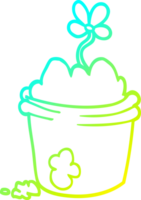 du froid pente ligne dessin de une dessin animé fleur pot png