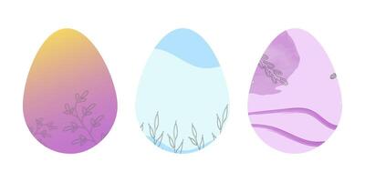Easter eggs with spring abstract pattern set. vector