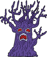 cartoon doodle spooky tree png