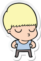 sticker of a cartoon calm boy png