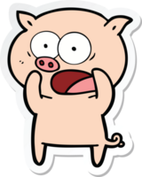 sticker of a cartoon pig shouting png