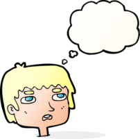 cartoon unhappy face with thought bubble png