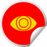 circular peeling sticker cartoon of a eye png