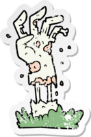 distressed sticker of a spooky zombie hand cartoon png