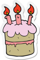 sticker of a cartoon birthday cake png