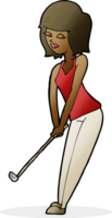 cartoon woman playing golf png