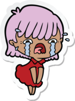 sticker of a cartoon girl crying png
