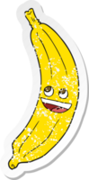 retro distressed sticker of a cartoon banana png