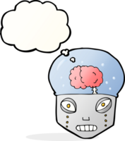 cartoon spooky robot head with thought bubble png