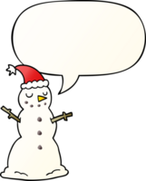 cartoon christmas snowman with speech bubble in smooth gradient style png