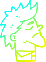 cold gradient line drawing of a cartoon arrogant man png