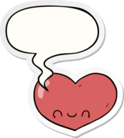 cartoon love heart character with speech bubble sticker png