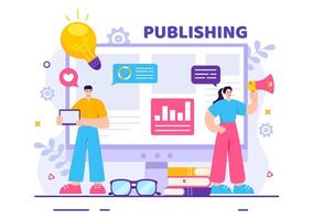 Digital Publishing Content Blog Marketing Writing Vector Illustration for Social Media or Webpage Organization in Flat Cartoon Background Design