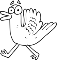 hand drawn black and white cartoon flapping duck png