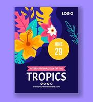 zona tropical día vertical póster plano dibujos animados mano dibujado plantillas antecedentes ilustración vector