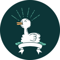 icon of a tattoo style swimming duck png