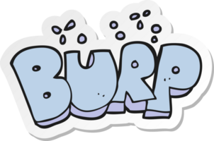 sticker of a cartoon burp text png