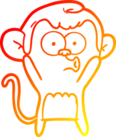 warm gradient line drawing of a cartoon surprised monkey png