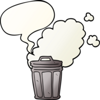 cartoon stinky garbage can with speech bubble in smooth gradient style png