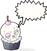 dessin animé halloween cup cake avec bulle de dialogue png