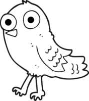 hand drawn black and white cartoon bird png