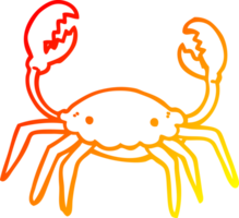 warm gradient line drawing of a cartoon crab png