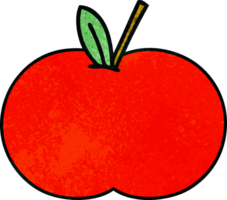 retro grunge textura dibujos animados de un rojo manzana png