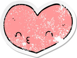 distressed sticker of a cartoon heart with face png
