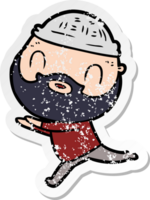 distressed sticker of a cartoon bearded man png