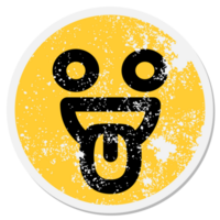 crazy happy face circular sticker png