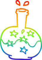 rainbow gradient line drawing of a cartoon magic potion png