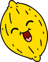 hand drawn cartoon of a happy lemon png