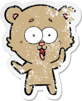 pegatina angustiada de una caricatura de oso de peluche que se ríe png