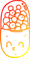 warm gradient line drawing of a cartoon pill png