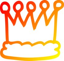 warm gradient line drawing of a cartoon gold crown png