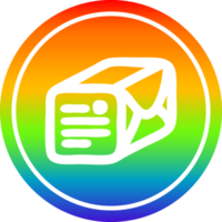 wrapped parcel circular icon with rainbow gradient finish png