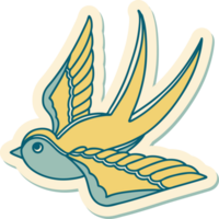 sticker of tattoo in traditional style of a swallow png