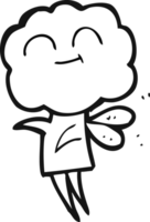 hand drawn black and white cartoon cute cloud head imp png