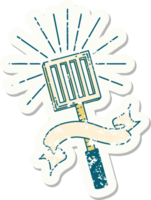 worn old sticker of a tattoo style kitchen spatula png