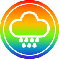 pluie nuage circulaire icône avec arc en ciel pente terminer png