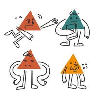 hand drawn doodle triangle shape character gesture collection illustration vector