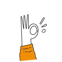 hand drawn doodle ok sign gesture illustration vector