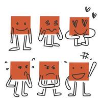 hand drawn doodle square shape character gesture collection vector